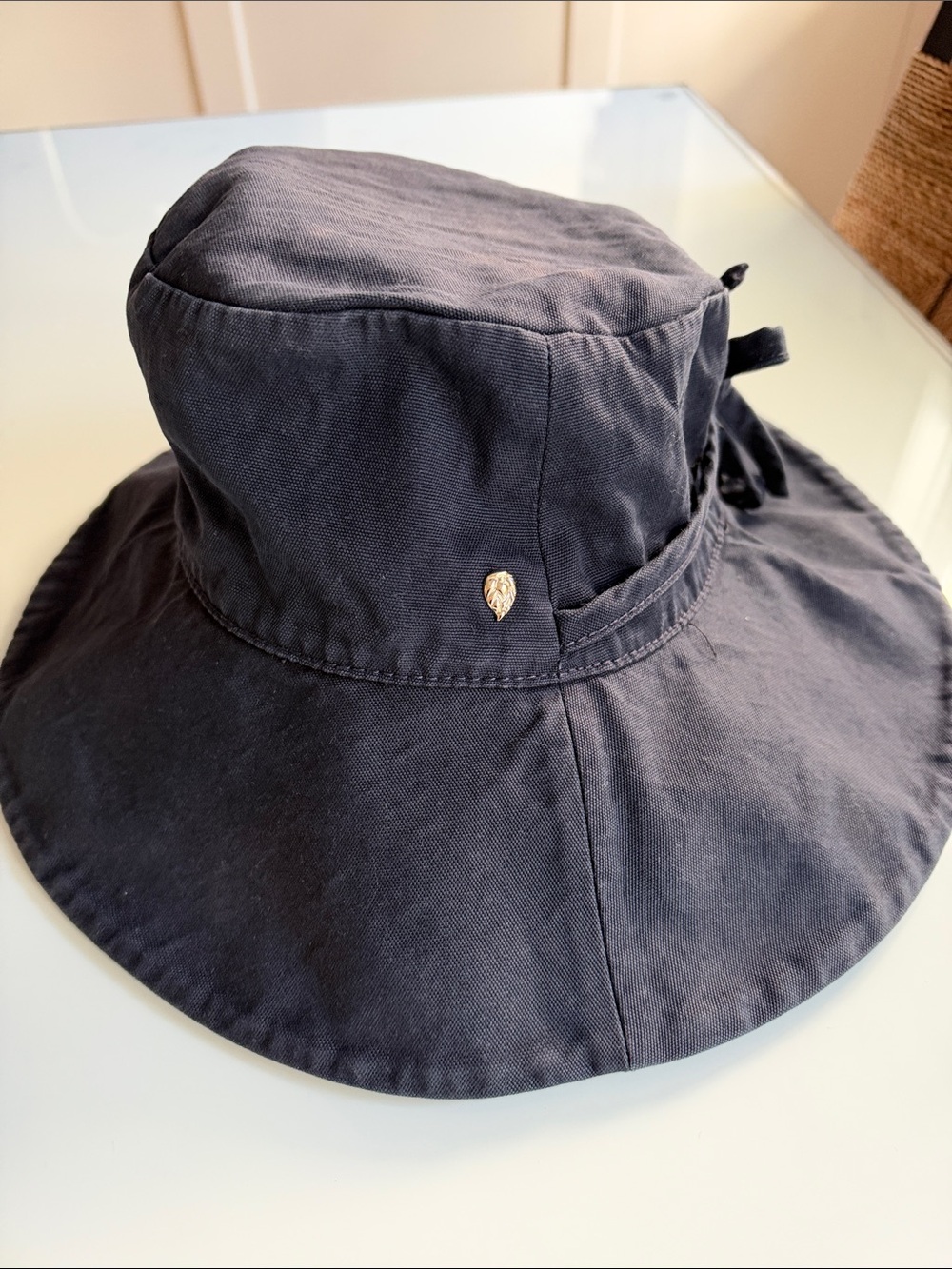 Helen Kaminski Navy Wide Brim Sun Cotton Hat
